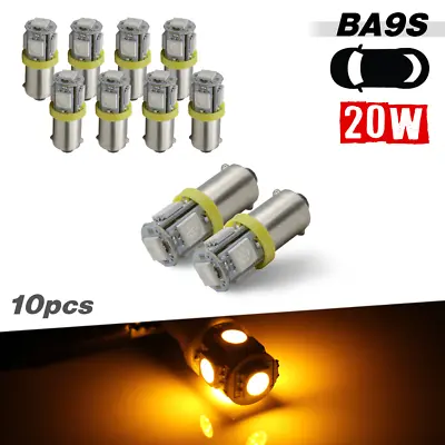 10x BA9S 5050 LED Amber Interior Light 53 51 57 Dome Map Bulbs 3886X • $7.91