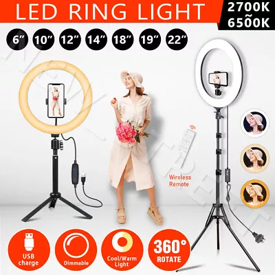 6 /10 /12''/14 /18 /19 /22  Dimmable Diva LED Ring Light Selfie Tripod Stand Kit • $82.88