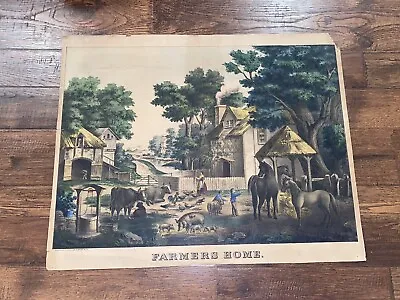 Original Currier & Ives Type Large Folio Print Ed Farrel NY Farmers Home • $85