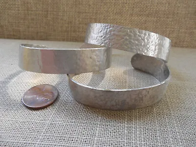 Vintage NOS Lot Of 3 Hammered Pewter Adjustable CUFF Bracelets BR2 • $2.99