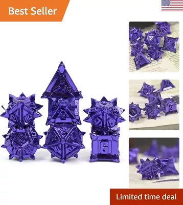 Metal Dice Set - Pinwheel Design - 7 Pcs Polyhedral Dice Set - Purple • $33.99