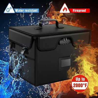 $54.99 • Buy Fireproof Document Box With 5 Tabs File Box With Lock Collapsible Organizer 