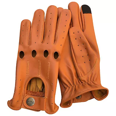 New Men's Genuine Lightweight Leather Driving Gloves-Touchscreen Full Finger 507 • £19.99