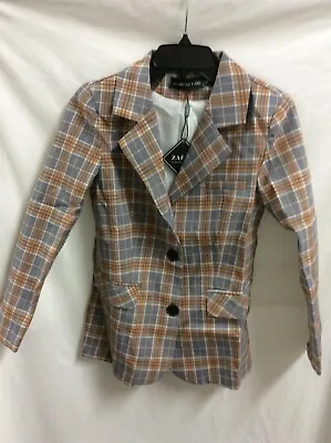 Zaful Blazer Jacket Womens Size M Gray Regular Long Sleeve Check • £20.39