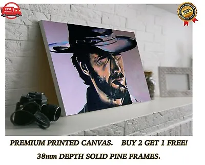 Clint Eastwood Cowboy Western Movie Large CANVAS Art Print Gift A0 A1 A2 A3 A4 • £63