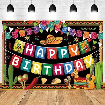 Mexican Happy Birthday Backdrop Mexican Party Decorations Fiesta Theme Backdr... • $16.40
