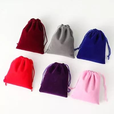 5 10 20PC Luxury Soft Velvet Pouches Bag Jewellery Drawstring Wedding Party Gift • £3.19