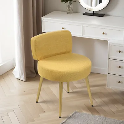 Linen/Plush Fabric Dressing Table Chair Vanity Stool Bedroom Makeup Padded Seat • £36.95