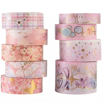 Mystic Gold Washi Tape Set Wide Silver Foil Masking Tape Decorative Arts DIY Cr • $22.75