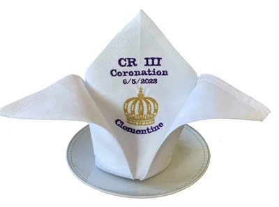 £4 • Buy Personalised Damask Cotton King Charles III Coronation Napkins - Max £3 Shipping