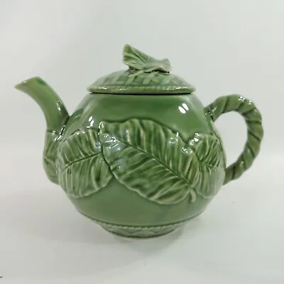 GREEN LEAF MAJOLICA By The Cellar 8 Cups Teapot • $59.99