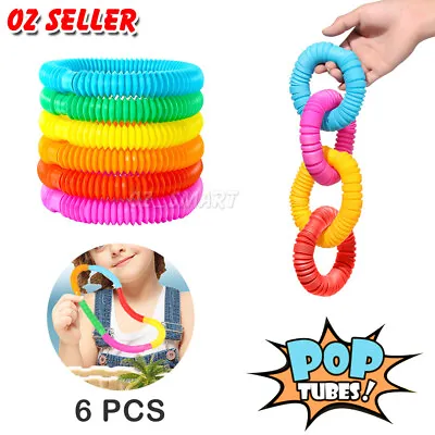 $3.99 • Buy 6 Pcs New Fidget Pop Tube Toys For Kids And Adults, Pipe Sensory Tools Relief AU