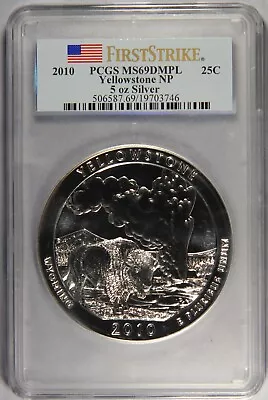 2010 Yellowstone National Park ATB 5 Oz Ounce Silver PCGS MS69 DMPL First Strike • $249.95