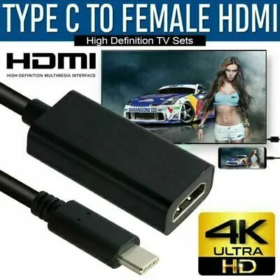 USB-C Type C To HDMI Adapter USB 3.1 Cable For MHL Android Phone Tablet Black • $6.42