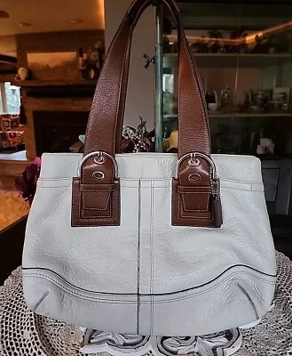 Coach Pebble Leather Handbag Soho Brown Cream LARGE 12303 Shoulder RARE VINTAGE  • $19.25