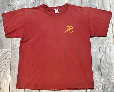 Vintage 90s US Marine Corps T Shirt Faded Single Stitch Back Print Red Men’s L • $24.99