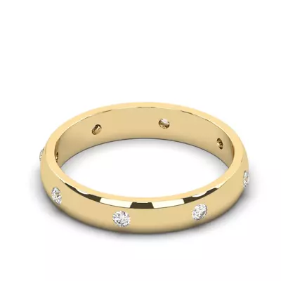 3 MM Engagement Band 0.16 Ct Round Cut Natural Diamond Ring Mens 18K Yellow Gold • $1231