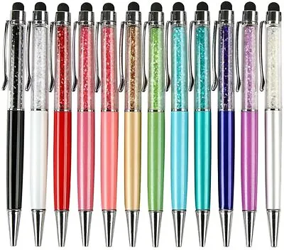 12x Bling Bling 2-in-1 Slim Crystal Diamond Stylus Pen And Ink Ballpoint Pens • $10.99