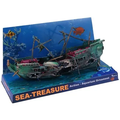 $13.99 • Buy 1X(Large Aquarium Decoration Boat Plactic Aquarium Ship Air Split Shipwreck Fish