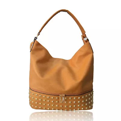 Womens Slouch Style Stud Detail Shoulder Bag Ladies Handbag Evening Bag • £11.50