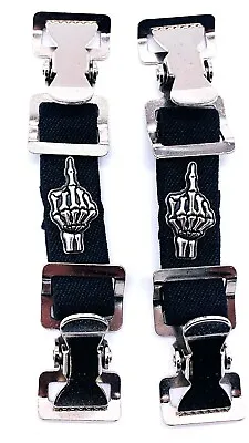 Middle Finger Motorcycle Biker Pants Boot Strap Stirrup Heavy Duty Clip Usa Made • $23.99