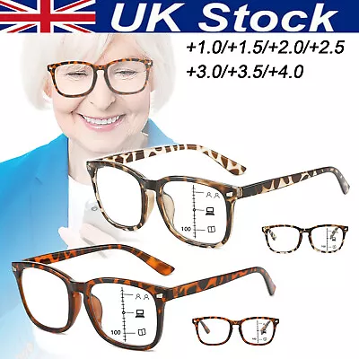 Progressive Reading Glasses +1.0- +4.0 Multifocal Varifocal Lens TR90 Full Frame • £7.89