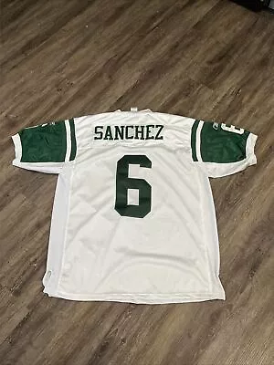 New York Jets Mark Sanchez Jersey Mens Size 52 Stitched Reebok White • $39.94