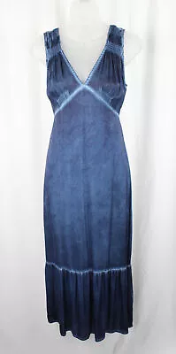 Nicole Miller Blue Silk Blend V Neck Ankle Length Sundress Size Medium  • $24.65