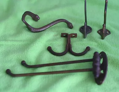 Vintage Antique Brass 2-Arm Swing Towel Bars Rack Hanger Holder + Hooks! WoW VTG • $69