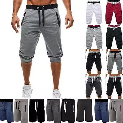 Men's 3/4 Length Elasticated Shorts Waist Joggers Three Quarter Casual Pants AU' • $22.70