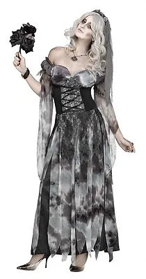 Cemetery Zombie Bride Costume Womens Ladies Halloween Fancy Dress Size 10 - 12 • £25