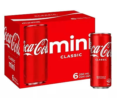 Coca-Cola Classic Soft Drink Mini Can Multipack 6 X 250 Ml • $9.38