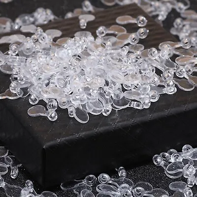 100 Clear Plastic Glue On Bails Pendant Cabochon 16X8mm Charm Pendant Holders • £3.71