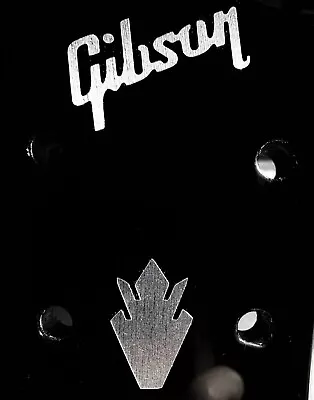 Gibson Guitar Headstock Logo & Crown Die-Cut Brushed Nickel Decal OEM Size USA • $24.61