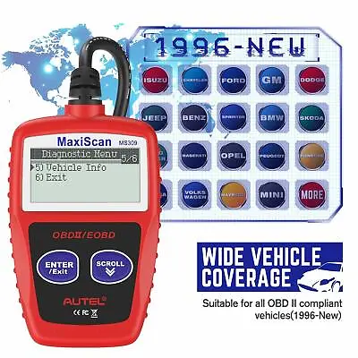 Autel MaxiScan MS309 OBD2 Fault Code Reader Scanner OBDII Auto Diagnostic Tool • $16.99