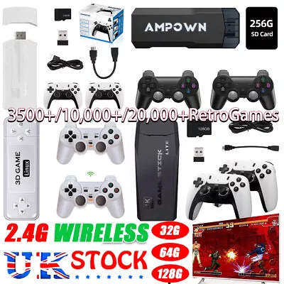 10000+ 4K HDMI TV Video Game Stick Retro Gaming Console W/ 2 Wireless Controller • £11.11