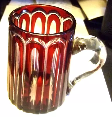 Red Bohemian Glass Beer Mug Vintage Estate Find • $59.99