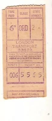 Bus / Tram Ticket London Transport Gibson M/c No 33522 Route 6 Willesden • £3.99