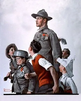 Soldier And Comrads By Norman Rockwell Art Painting Print • $14.99