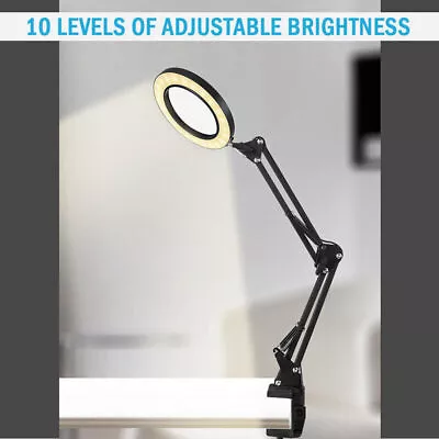 Magnifier Foldable  Desk Lamp Stand Clamp Beauty Magnifying 10X LED Light • £12.69