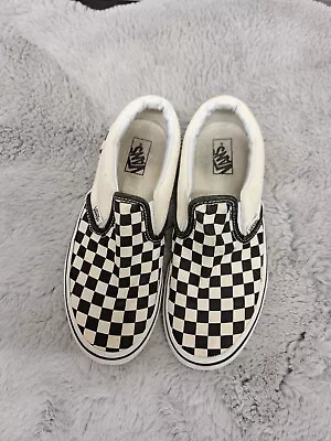 Vans Off The Wall Classic Slip Ons Black And White Check Shoes UK 3 Pre Owned • £9.99