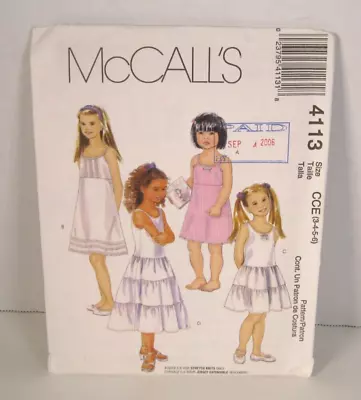 McCall's 4113 A-Line Or Flared Slips- 4 Styles Child's 3 4 5 6 Pattern Uncut • $9.99