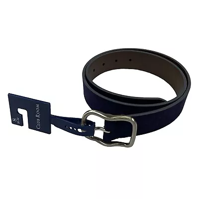 Club Room Mens Faux-Suede Center Bar Buckle Belt Blue 30-32 • $13.77