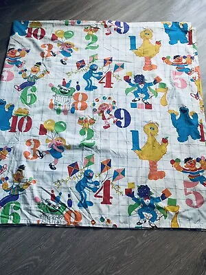 Vintage Sesame Street Full Size Flat Bed Sheet Numbers J.P. Stevens Muppets Inc • $16