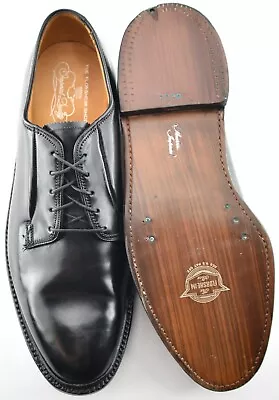 New 1970 Vintage | Florsheim 11d Black Shell Cordovan V Cleat Shoes 92621 • $548