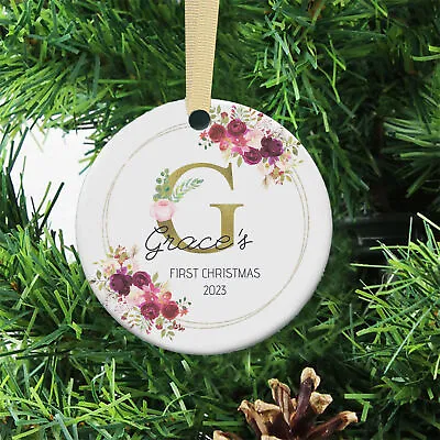 Baby's First Christmas Bauble Personalised 1st Xmas Tree Decor Gift Baby Girls • £6.48