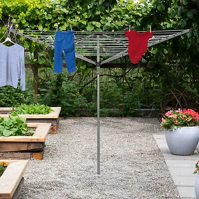 £47.99 • Buy 60m Rotary Airer Steel Clothes 4 Arms Dryer Washing Line Laundry Spike Cover