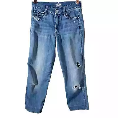 Mother Denim Women's High Waisted Rascal Crop Size 27 Graffiti Girl Distressed • $44.99