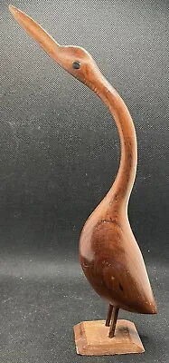 $11.77 • Buy Vintage Wood Carved Bird Crane Stork 11”