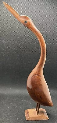 $11.77 • Buy Vintage Wood Carved Bird Crane Stork 11”